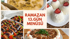 Ramazan 13. gün menüsü - Yeşil mercimek çorbası - Köfteli patlıcan - Bademli Pilav - Yalancı tavuk göğsü
